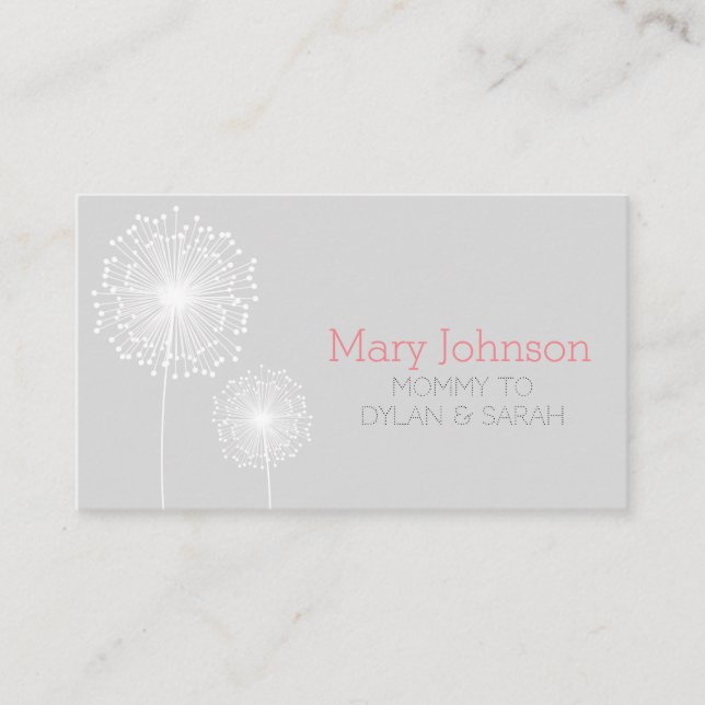 mummy calling card floral flower modern simple (Front)