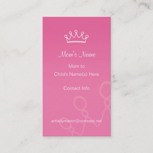 Mummy Calling Card - Pink Crown Profile Card (Front)