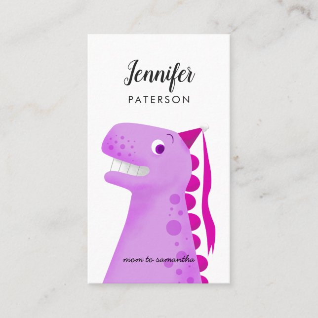 Mummy Calling Card Pink Dinosaur Princess (Front)