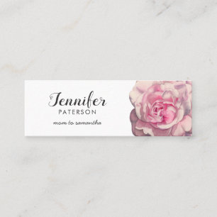 Mummy Calling Card Pink Rose Flower Watercolor