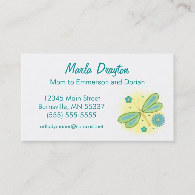Mummy Calling Card - spring butterfly and flowers (Front)