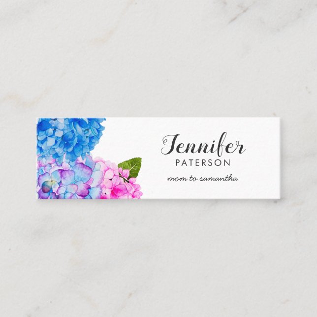 Mummy Calling Card | Watercolor Floral Hydrangea (Front)