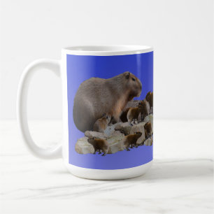 Mummy Capybara With Babies, Coffee Mug