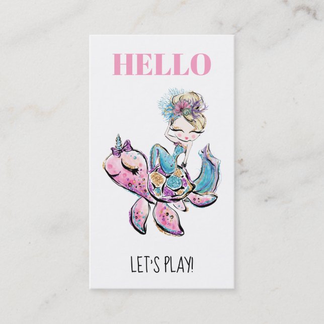 *~* Mummy Card - HELLO Play Date Glitter Mermaid (Front)
