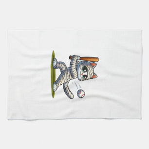 Mummy Cat Baseball Pumpkin Halloween. Tank Top Tea Towel