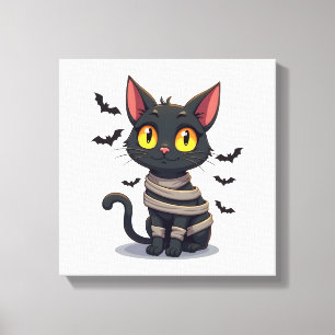 Mummy Cat Kitten Halloween Canvas Print