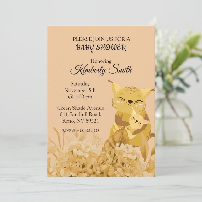 Mummy Cat Love Baby Shower Invitation (Standing Front)