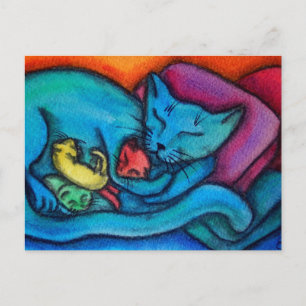 Mummy Cat Loves Her Kittens Postcard