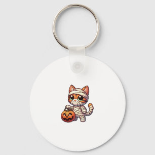 Mummy Cat Pumpkin Halloween. Tank Top Key Ring