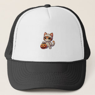 Mummy Cat Pumpkin Halloween. Tank Top Trucker Hat