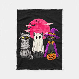 Mummy Cats Ghosts And Witches Spooky Halloween Fleece Blanket