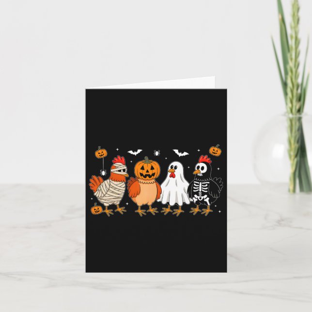 Mummy Chicken Skeleton Ghost Pumpkin Halloween Chi Card (Front)