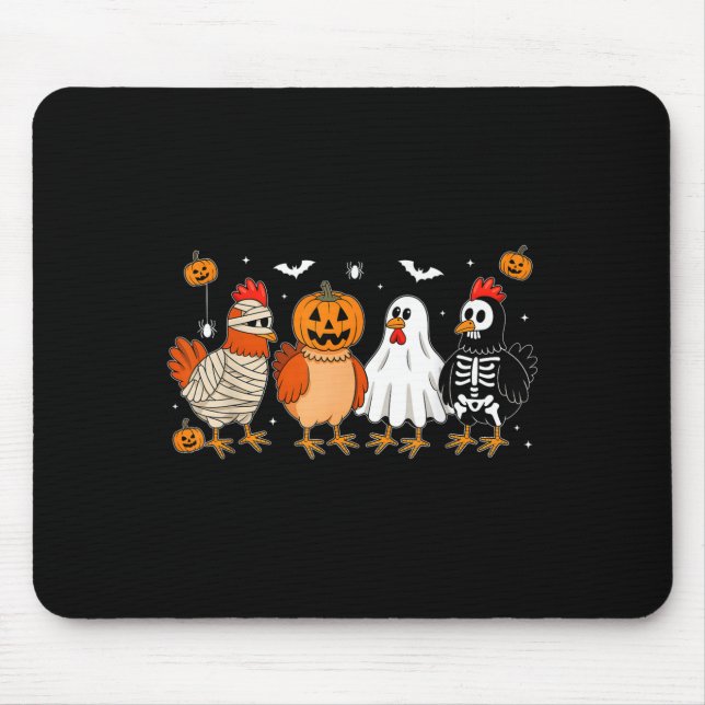 Mummy Chicken Skeleton Ghost Pumpkin Halloween Chi Mouse Mat (Front)