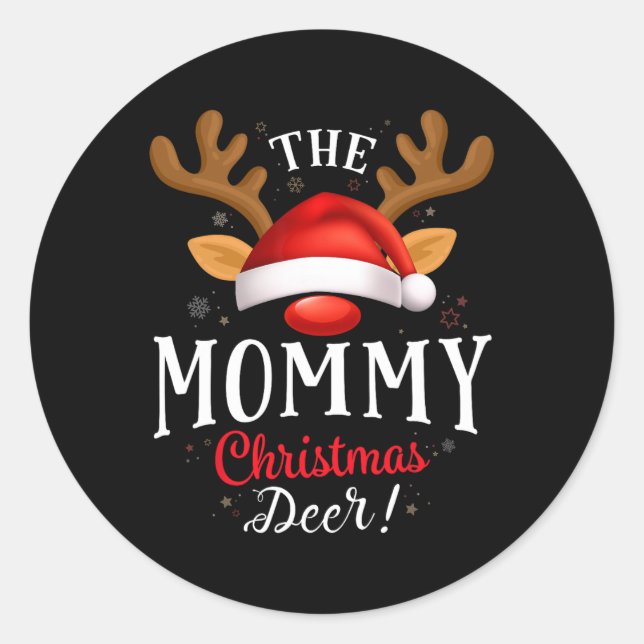 Mummy Christmas Deer Pjs Xmas Family Matching  Classic Round Sticker (Front)