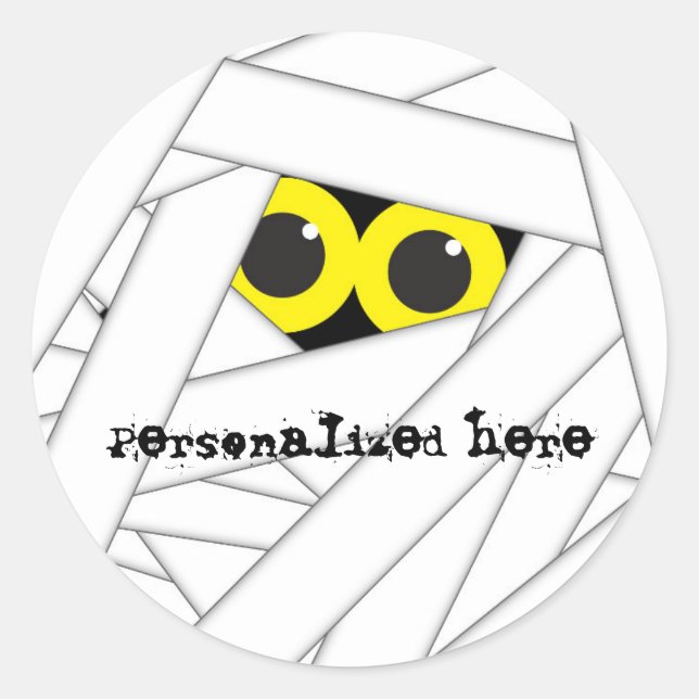 MUMMY Costume Halloween Personalised Party Sticker (Front)