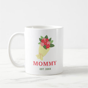 Mummy Custom Est Year Floral Bouquet Cute Gift Coffee Mug