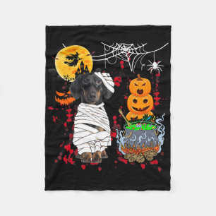 Mummy Dachshund Dog Halloween Dog Scary Pumpkins L Fleece Blanket