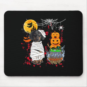 Mummy Dachshund Dog Halloween Dog Scary Pumpkins L Mouse Mat