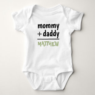 Mummy Daddy Baby Boy Name Green Text Baby Shower Bodysuit