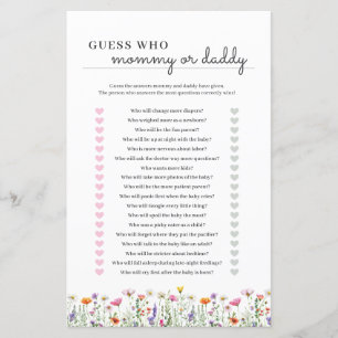 Mummy Daddy Guess Who Baby Shower Game Sheets