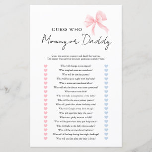 Mummy Daddy Guess Who Baby Shower Game Sheets