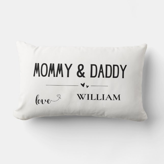 Mummy & Daddy Love - Custom Name Family Keepsake Lumbar Cushion (Front)