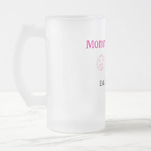 Mummy & Daddy new parents add name date heart blue Frosted Glass Beer Mug
