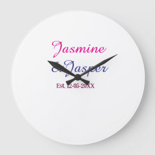 Mummy & Daddy new parents couple name est. year  Large Clock