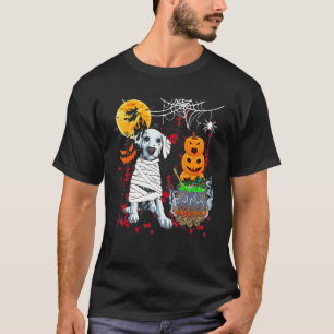 Mummy Dalmatian Dog Halloween Dog Scary Pumpkins T-Shirt
