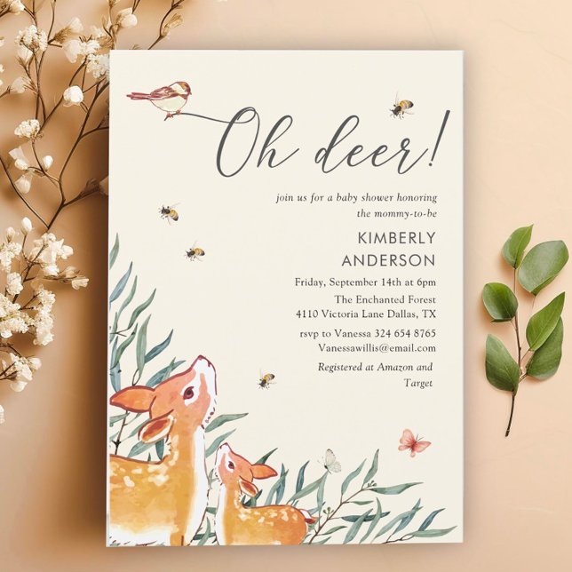 Mummy Deer & Baby Deer Sweet Baby Shower Invitation (Creator Uploaded)