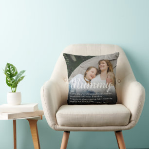Mummy Definition Quote Elegant Script Photo Throw Cushion