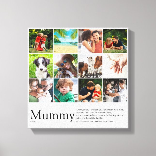 Mummy Definition Quote Photo Collage Canvas Print (Front)