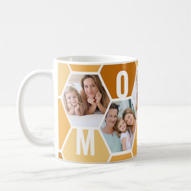 Mummy Editable 5 Photo 5 Letter Honeycomb Coffee Mug (Left)