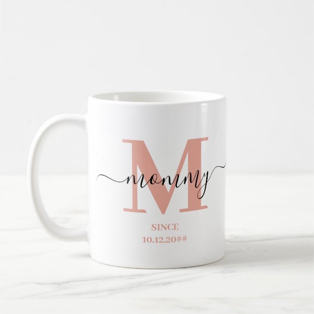 Mummy Elegant Script Monogram Coffee Mug (Left)
