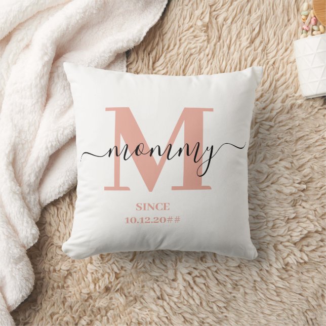 Mummy Elegant Script Monogram Cushion (Blanket)