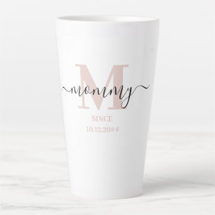 Mummy Elegant Script Mum Monogram Subtle Pink Latte Mug
