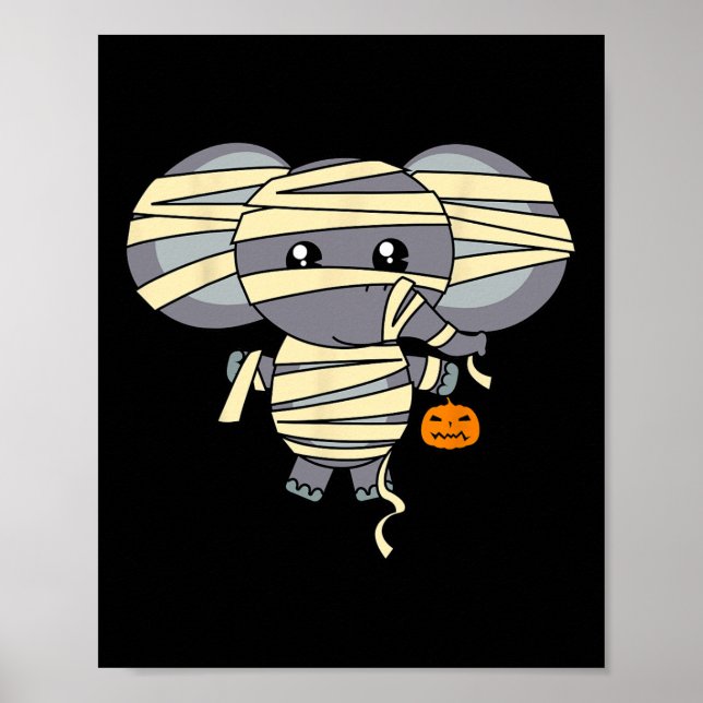 Mummy Elephant Trick Or Treating Costume Cute Hall Poster (Front)