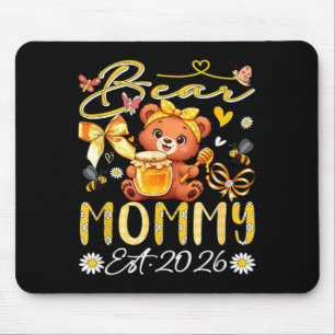 Mummy Est 2026 Floral Bow Tie Mothers Day Bear Mouse Mat