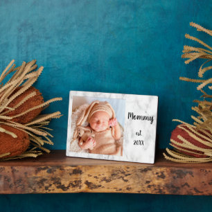 Mummy Est Year Marble Photo New Mother Gift Plaque