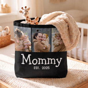 Mummy Established Fun Bold Text 3 Photo Black Tote Bag