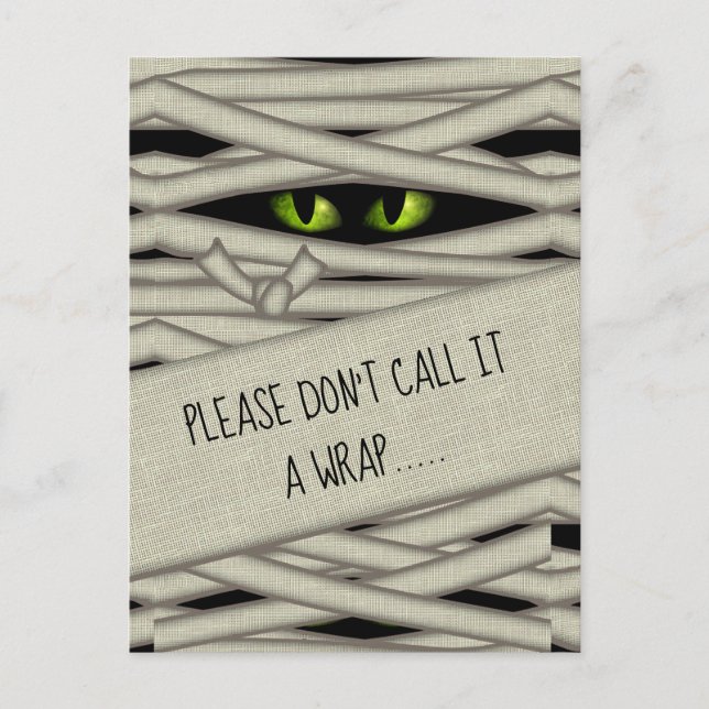Mummy Eyes Halloween Call it a Wrap Green ID685 Postcard (Front)