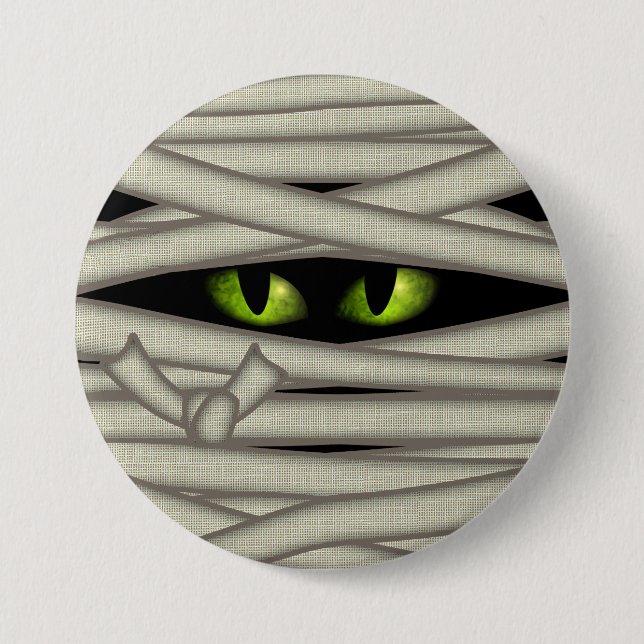 Mummy Eyes Halloween Green ID685 7.5 Cm Round Badge (Front)