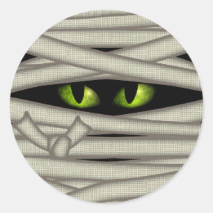 Mummy Eyes Halloween Green ID685 Classic Round Sticker