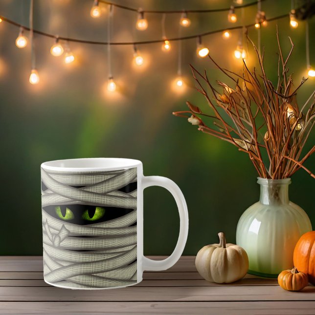 Mummy Eyes Halloween Green ID685 Coffee Mug (Creator Uploaded)