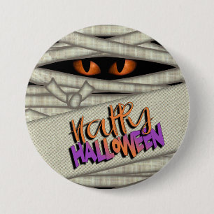 Mummy Eyes Halloween Orange ID685 7.5 Cm Round Badge