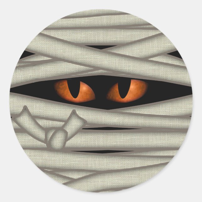 Mummy Eyes Halloween Orange ID685 Classic Round Sticker (Front)
