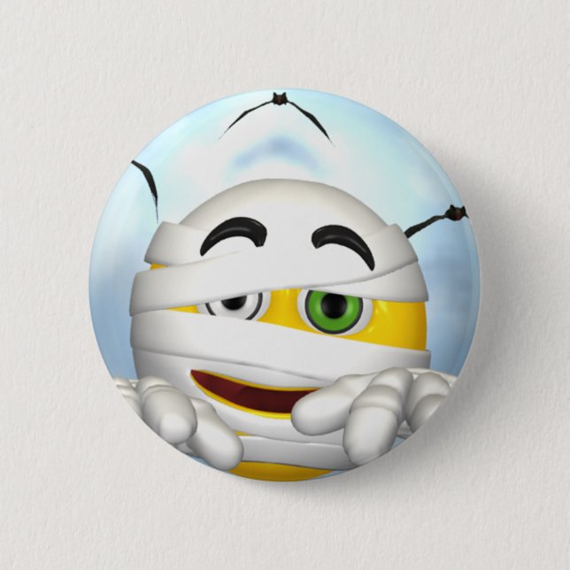 mummy face 6 cm round badge (Front)
