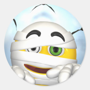 mummy face classic round sticker