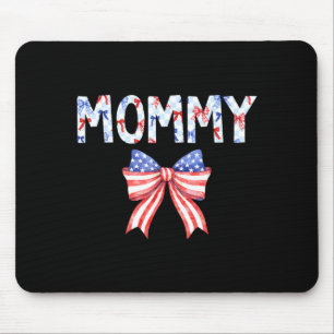 Mummy Flag Bow Birthday 4th of July Family Party Mouse Mat
