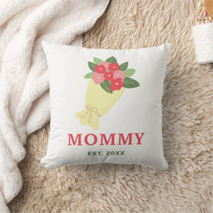 Mummy Floral Custom Est Year Cute Mother Gift Cushion